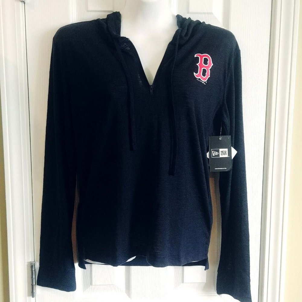 Boston Red Sox Hoodie  MLB New Era Women's Blue 1/4-Zip NWT